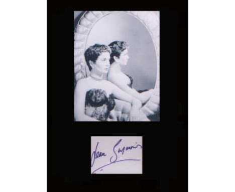  Jean Simmons. Signature with young portrait. Professionally mounted in black to 16”x12”. Excellent. Est £7-10