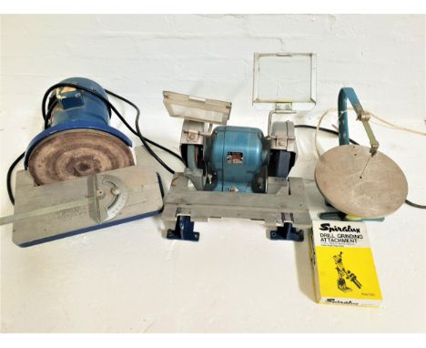 PICADOR TABLE TOP SANDERwith a Brook Crompton Parkinson motor, a Black & Decker 6" bench grinder with two wheels, a boxed Spi