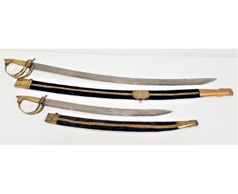 INDIAN SWORDwith a curved 77cm long blade with a pierced brass guard with a lions head pommel, in a blue velvet covered scabb