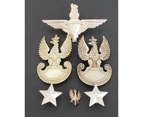 SELECTION OF POLISH MILITARY BADGESincluding two Army World War II Free Polish Forces cap badges, parachute badge, Eagle badg