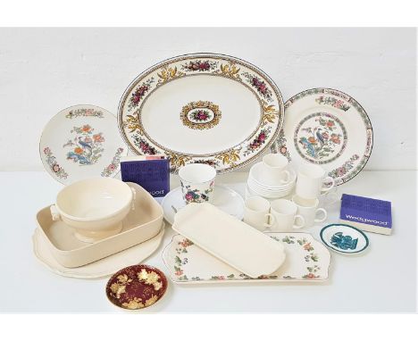 SELECTION OF WEDGWOOD CHINAincluding twelve plain white saucers with six unmarked cups, large oval Columbia meat plate, Cucko