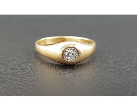 FLUSH SET DIAMOND SOLITAIRE RINGthe illusion set diamond approximately 0.1cts, in nine carat gold, ring size R and approximat