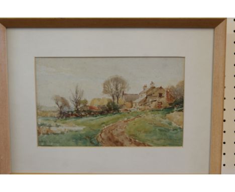 Water colour - Sketch East Benton Farm signed Harry Sticks. 15 x 24.5 cm