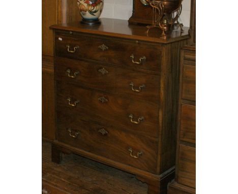 Victorian mahogany veneered chest of three drawers on bracket feet 111.5 cm wide