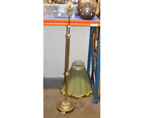 TELESCOPIC BRASS STANDARD LAMP WITH SHADE    
