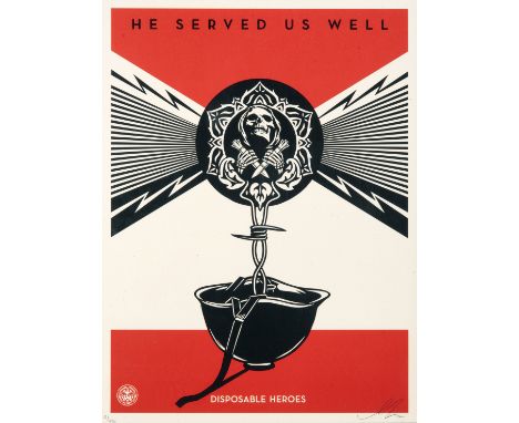Shepard Fairey (American b.1970), ‘Disposable Heroes', 2012, screen print in colours on paper, signed, dated and numbered fro