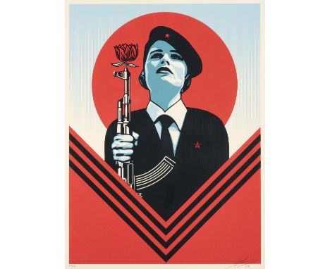 Shepard Fairey (American b.1970), 'Peace Guard 2', 2016, screen print in colours on paper, signed, dated and numbered from an
