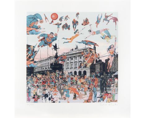 Peter Blake (British b.1932), 'Piccadilly Circus - The Convention Of Comic Book Characters', 2012, screen print in colours on