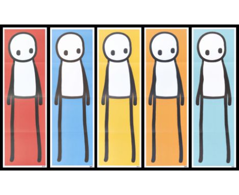 Stik (British) ‘Standing Figure (Red, Blue, Yellow, Orange &amp; Teal)’, 2015, a set of five offset lithograph in colours on 