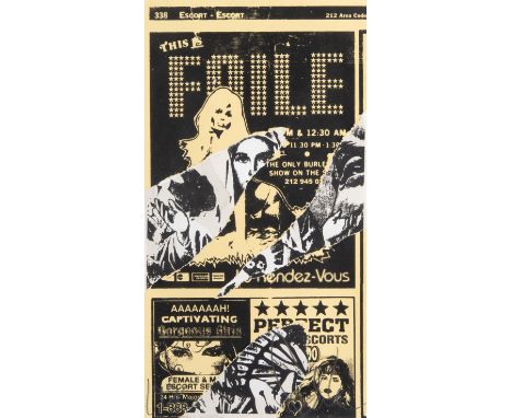 Faile (Collaboration), ‘Faile Mary Yellow Pages 2’, 2007, unique, screen print and mixed media on paper, signed and inscribed