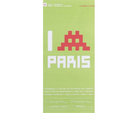 Invader (French b.1969), 'L'Invasion De Paris', 2003, offset lithograph in colours on paper; 52.5 x 26cm inc frame ARR  