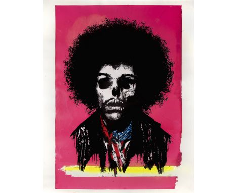 Paul Insect (British b.1971), 'Dead Rebels - Jimi', 2012, screen print with acrylic and spray paint on paper, signed and date