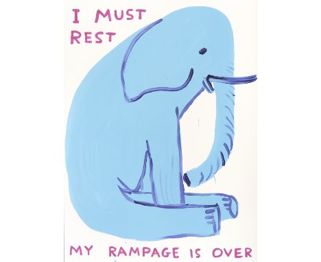 David Shrigley (British b.1968), 'My Rampage Is Over', 2019, screen print in colours with varnish overlay on Somerset Tub SIz