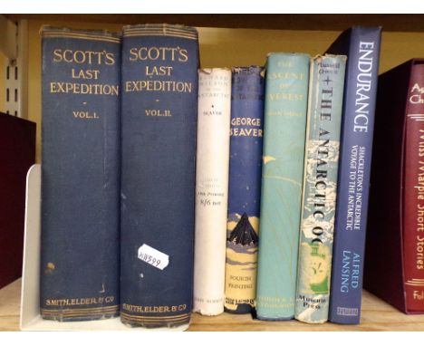 Scott's Last Expedition in two volumes arranged by Leonard Huxley and published London 1914, together with further polar expl