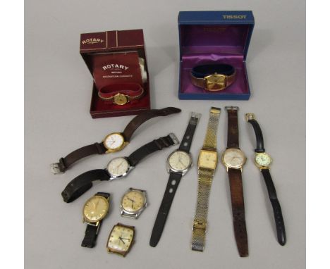 A collection of various vintage gent's and ladies watches to include a boxed ladies Rotary gold plated watch, a boxed gent's 