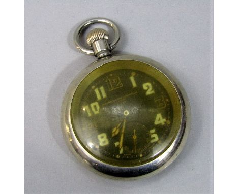 Grimshaw, Baxter &amp; J.J Elliott Ltd military pocket watch, the black dial with Arabic numerals and subsidiary second dial,