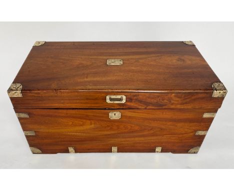 TRUNK, 19th century Chinese export camphorwood and brass bound with rising lid, 101cm x 53cm x 53cm H. 