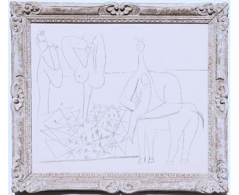 PABLO PICASSO, Nude, lithograph, edition: 300, 1958 suite: antibes, printed by Jacomet Monparnasse frame, 64cm H x 72cm. 