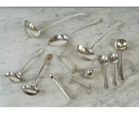 SILVER LADLE, Georgian by William Eley and William Fearn London, 1817, with a quantity of silver plate. (Qty) 
