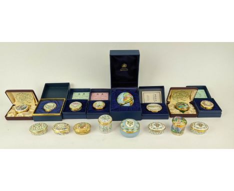 A COLLECTION OF HALCYON DAYS, enamel boxes, including year boxes, Royal commemorative boxes, Queen Elizabeth II, Cunard No 97