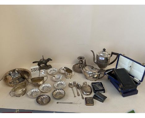 Hallmarked silver coffee 4 piece coffee &amp; tea set London 1885 JSET and matched EPNS basin (gross silver weight including 