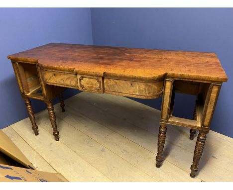 C19th Scottish mahogany sideboard, on 6 ring turned legs end  drawers missing. As found, 178L x 76D x 94cmH 