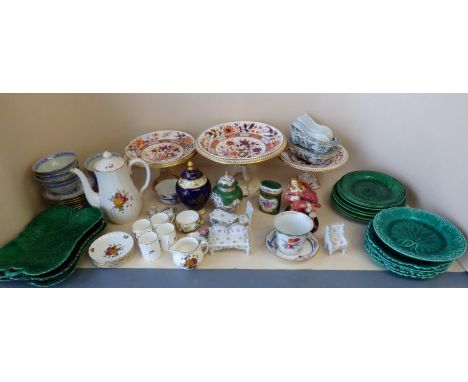 Quantity of green plates, Wedgwood and others, modern Chinese bowls &amp; plates, Worcester Delecta coffee pot,   3 Davenport