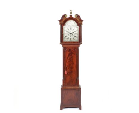 A GEORGE III SCOTTISH MAHOGANY LONGCASE CLOCKBy John Breakenrig, Edinburgh, Circa 1790The case with a swan-neck pediment cent