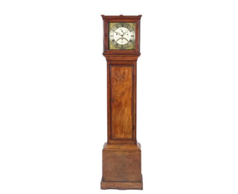 A MAHOGANY THREE-TRAIN QUARTER CHIMING LONGCASE CLOCKThe case late 18th Century, the movement/dial later and adapted, associa