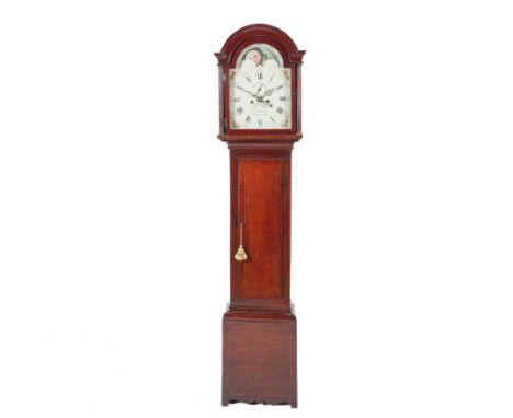 A GEORGE III MAHOGANY AND LINE-INLAID LONGCASE CLOCKThe movement by Charles Blakeway, AlbrightonThe case with an arched hood 