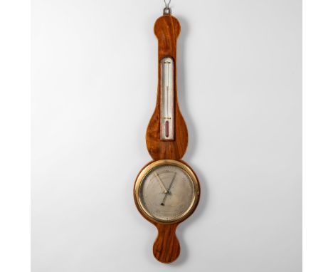 A GEORGE III MAHOGANY AND BOXWOOD-OUTLINED WHEEL BAROMETERBy Joseph Somalvico & Co, 256 HolbornWith 8in silvered dial below a