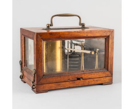 A SMALL FRENCH MAHOGANY BAROGRAPHMaker’s poinçon mark RF and No 12172With 7cm high drum and five aneroid chambers, with two g