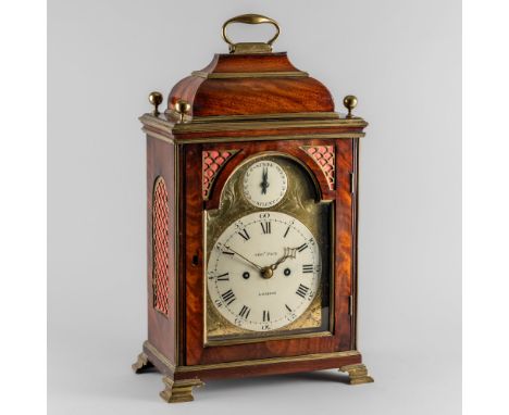 A GEORGE III BRASS-MOUNTED STRIKING AND REPEATING VERGE BRACKET CLOCKThomas Pace, London, Circa 1780The inverted bell top ped