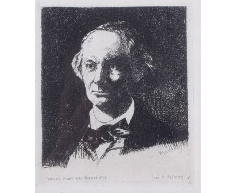 After Edouard Manet 'Charles de Baudelaire' portrait etching. Inscribed 'Peint et Grave par Manet 1865/imp A. Salmon', 10cm x