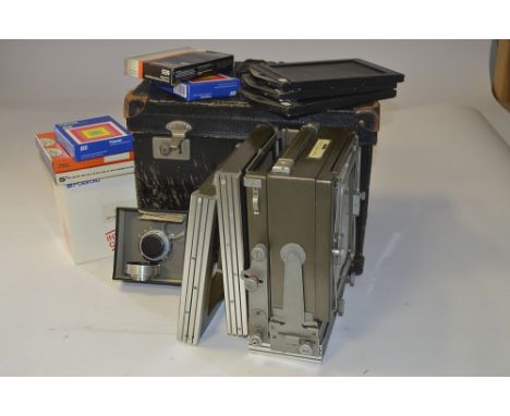 A Kodak Specialist Plate Camera,  Model 2, with 203mm f/7.7 Ektar lens, 6 DDS and outfit case, together with a boxed Polaroid