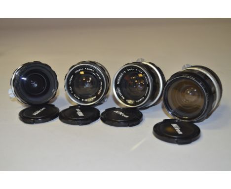 Nikon Lenses,  Nikkor-S 35mm f/2.8 (2) no.197329, no.259517, barrels, F-G, elements, F-G, minor dust and haze, a Nikkor-H 28m
