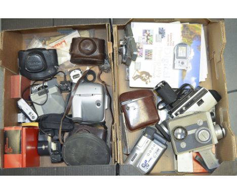 A Tray of Cameras, Parts and Accessories, including a Pentax SV with a Super Takumar 55mm f/1.8 lens, a Fed-2, two Polaroid c