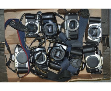 A Tray of SLR Camera Bodies, including various Canon EOS models, Pentax and a pair of Minoltas