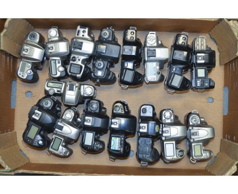 A Tray of 35mm SLR Camera Bodies, including Nikon F55, F65, F70, F80, N75. Pentax MZ-50 (2) MZ-7 and Minolta Dynax models.