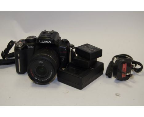 A Panasonic Lumix DMC-GH2 Digital Camera, black, micro four thirds system, with a G Vario 14-42mm f/3.5 - f/5.6 interchangeab