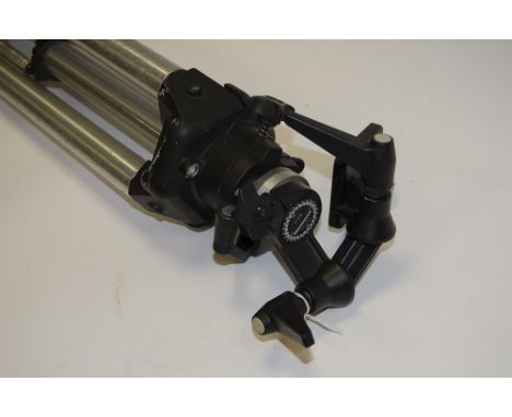 A Manfrotto Heavy Duty Tripod,  chrome finish, ratcheted centre column with a #115 head