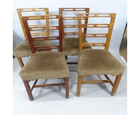 A set of 4 Irish George III pierced ladder-back chairs with upholstered seats 
