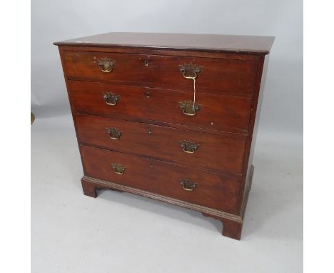 An Edwardian mahogany chest of 4 long drawers, on bracket feet, 95cm x 90cm x 49cm 