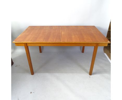 A H McIntosh, a mid-century T3 double extending teak dining table, with labels to the underside, length 160cm extending to 23