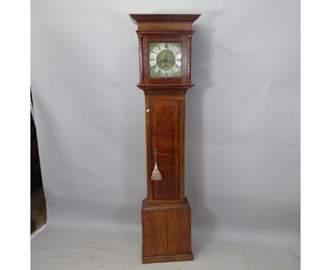F F PILES of HOMITON - an 18th century oak 8-day longcase clock, with an 11" square dial and silvered chapter ring, with pend