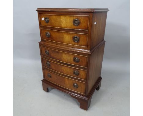 A mahogany graduated chest of 5 short drawers, with bracket feet, 46 x 72 x 32cm 