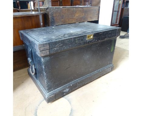 A 19th century stained pine tool chest, possibly By W Spreadborough, with mahogany fitted interior, containing various woodwo