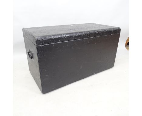 A Vintage stained pine tool chest, 90cm x 49cm x 45cm 