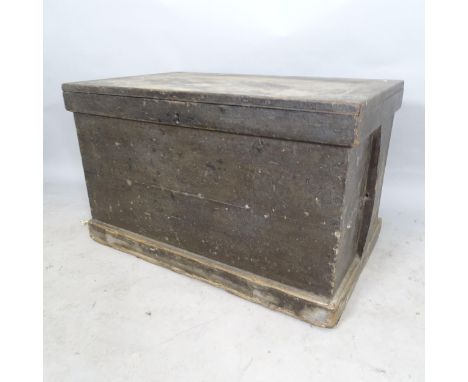 A Vintage stained pine tool chest, with sliding drawer fitted interior, 95cm x 59cm x 58cm 
