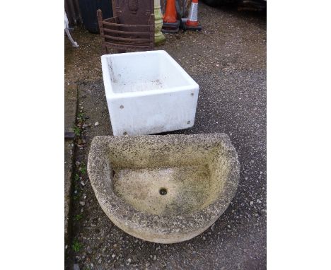 A BELFAST SINK, and a concrete trough (2)